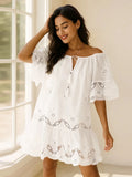 Eyelet Tassel Tie Dress - Brick + Boho