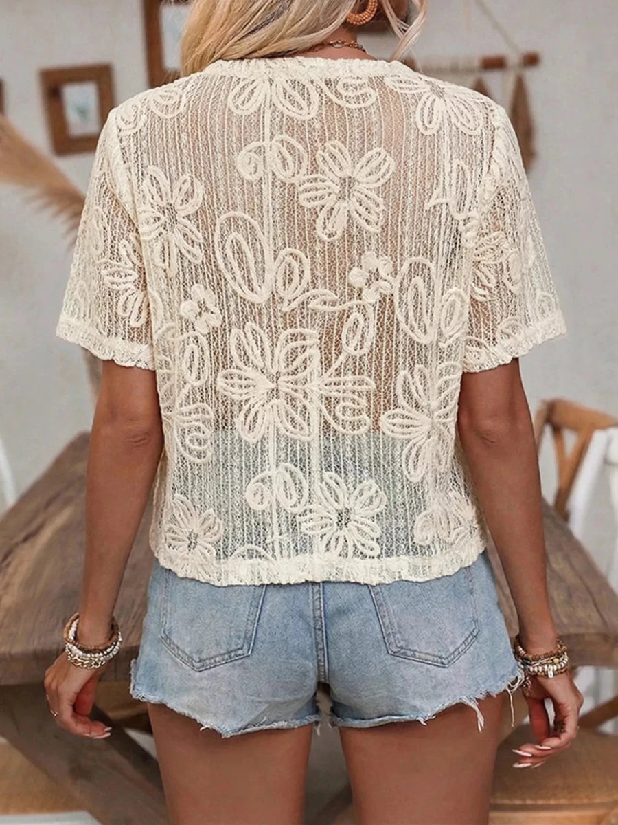 Floral Lace Tie - Front Shirt - Brick + Boho