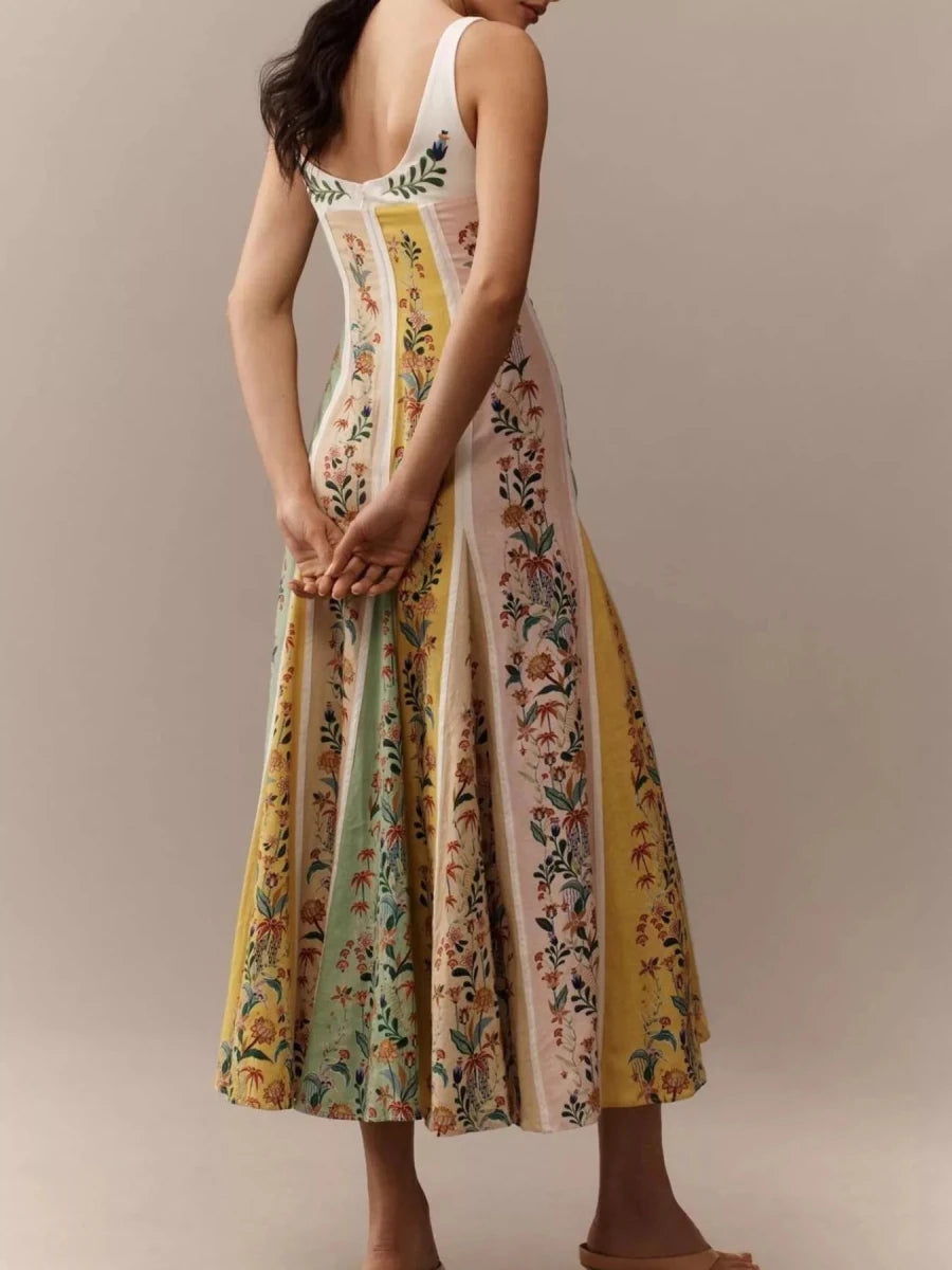 Floral Print Sweetheart Neck Maxi Dress - Brick + Boho
