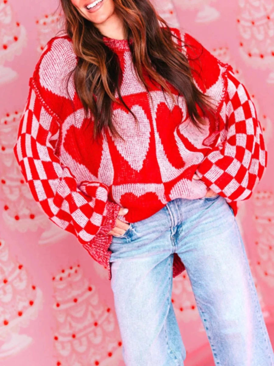 Fluted Heart Checkerboard - Brick + Boho