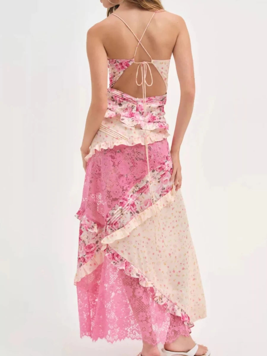 Free Roam Lace Tiered Maxi - Brick + Boho
