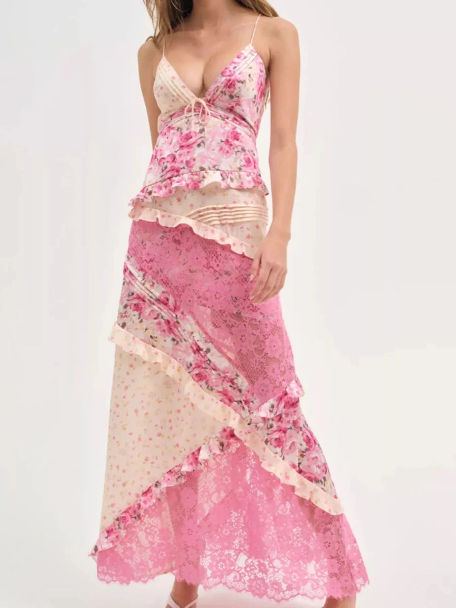 Free Roam Lace Tiered Maxi - Brick + Boho