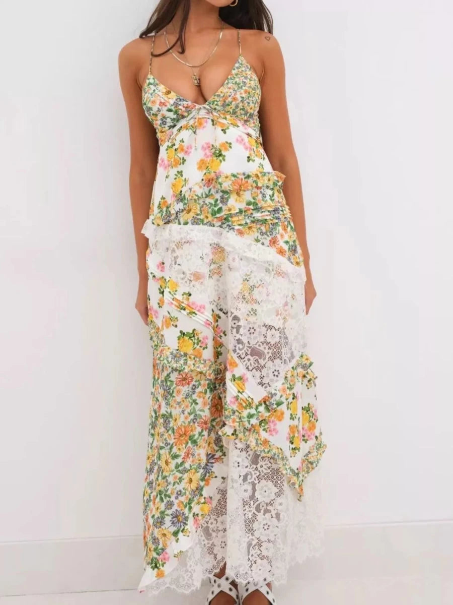 Free Roam Lace Tiered Maxi - Brick + Boho
