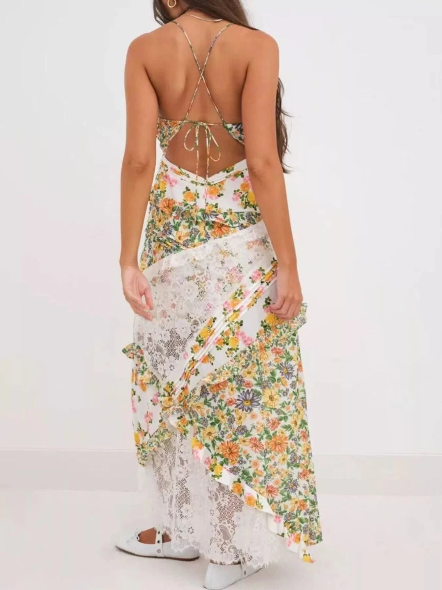 Free Roam Lace Tiered Maxi - Brick + Boho