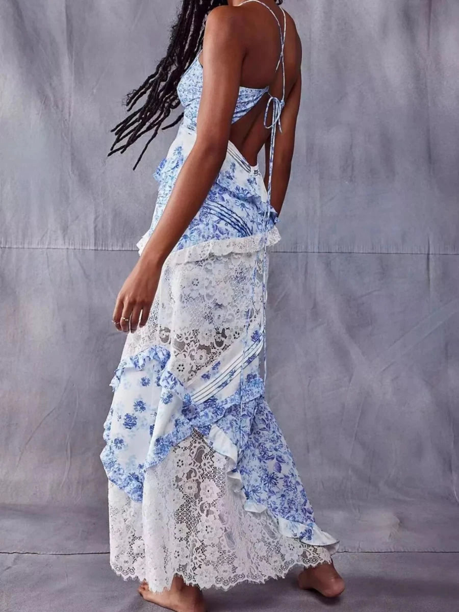 Free Roam Lace Tiered Maxi - Brick + Boho