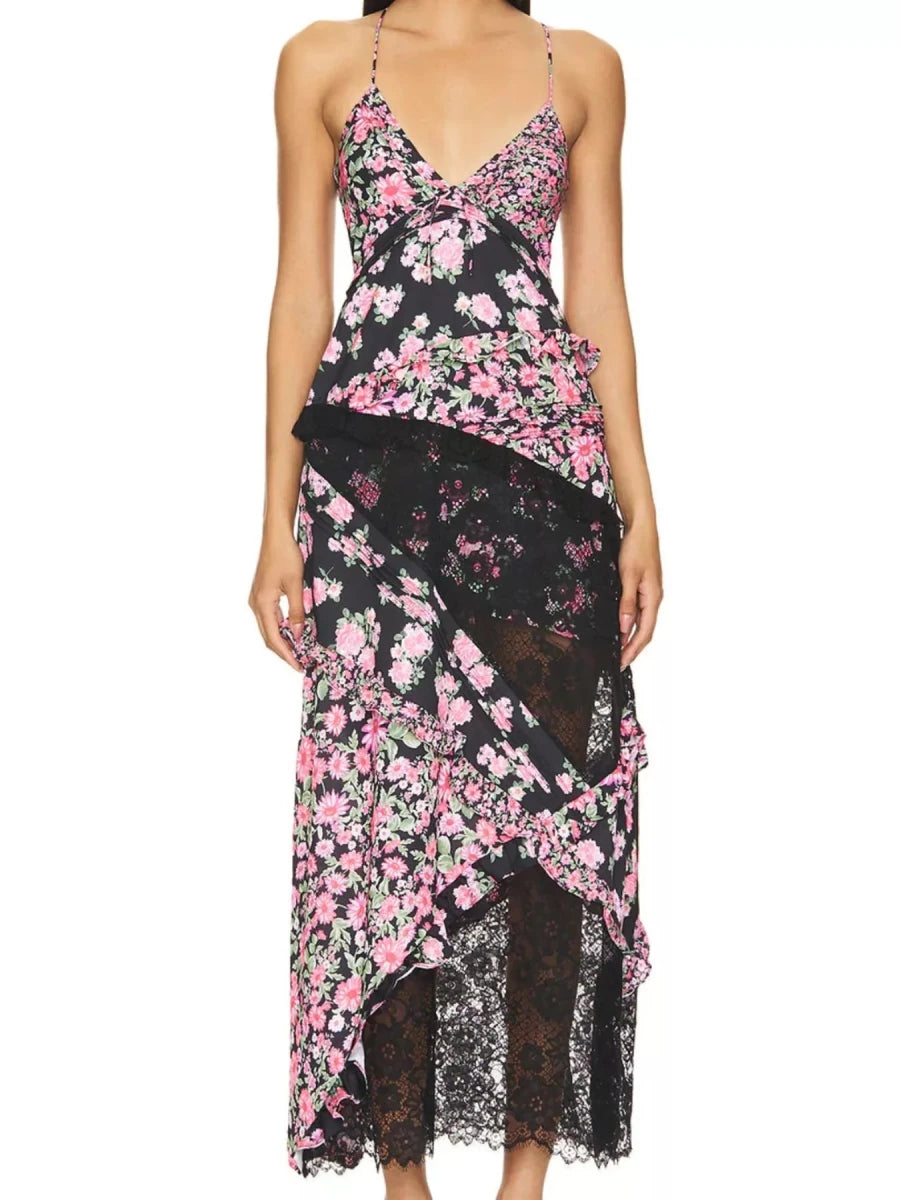 Free Roam Lace Tiered Maxi - Brick + Boho