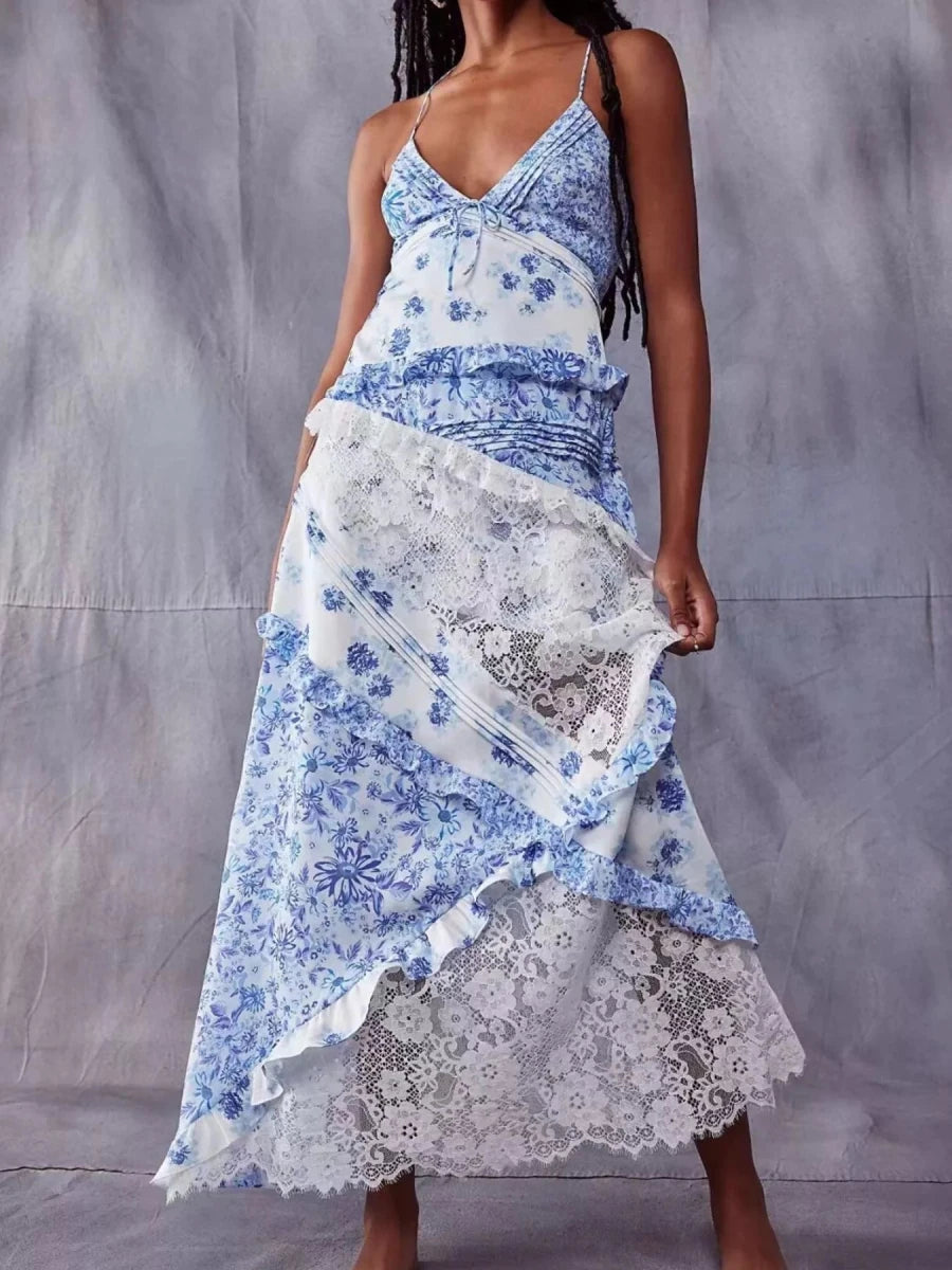 Free Roam Lace Tiered Maxi - Brick + Boho