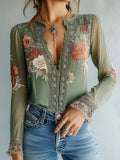 Garden Lace Floral Blouse - Brick + Boho