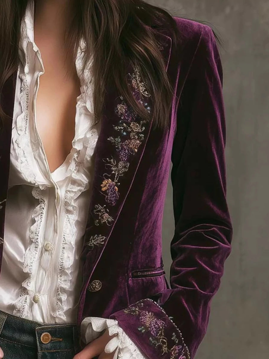 Gilded Embroidered Luxe Jacket - Brick + Boho