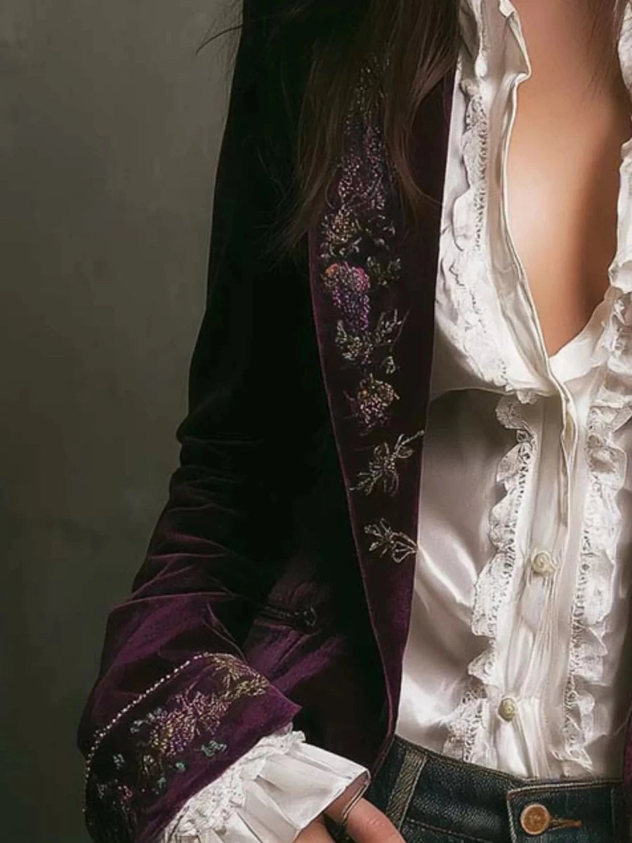 Gilded Embroidered Luxe Jacket - Brick + Boho