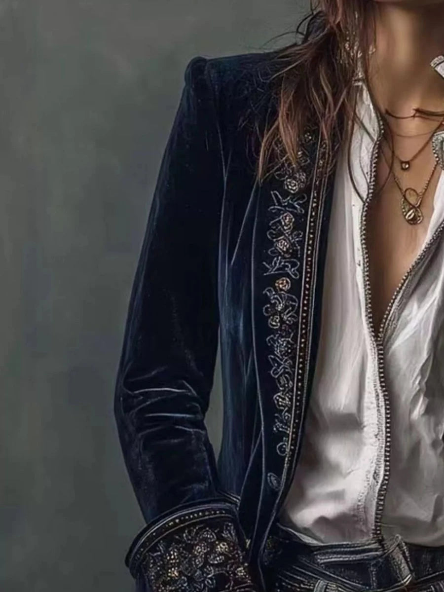 Gilded Embroidered Luxe Jacket - Brick + Boho