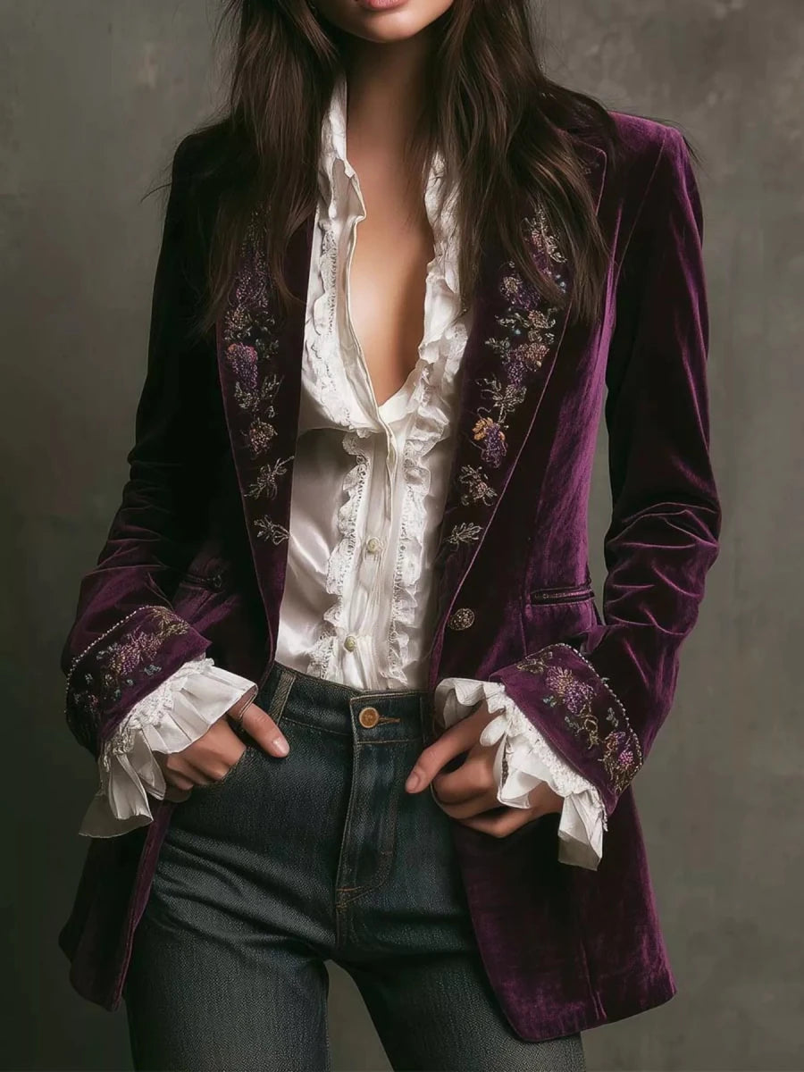 Gilded Embroidered Luxe Jacket - Brick + Boho