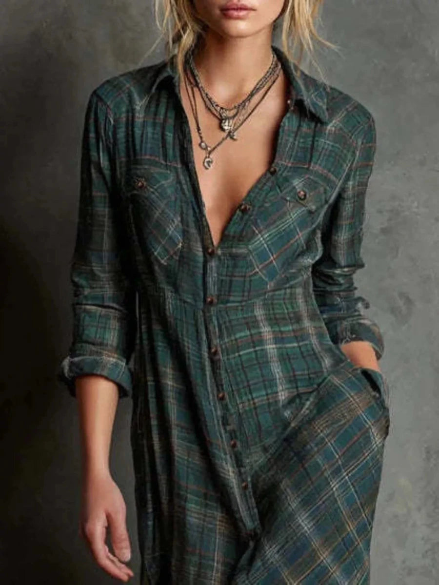 Gossamer Plaid Maxi - Brick + Boho