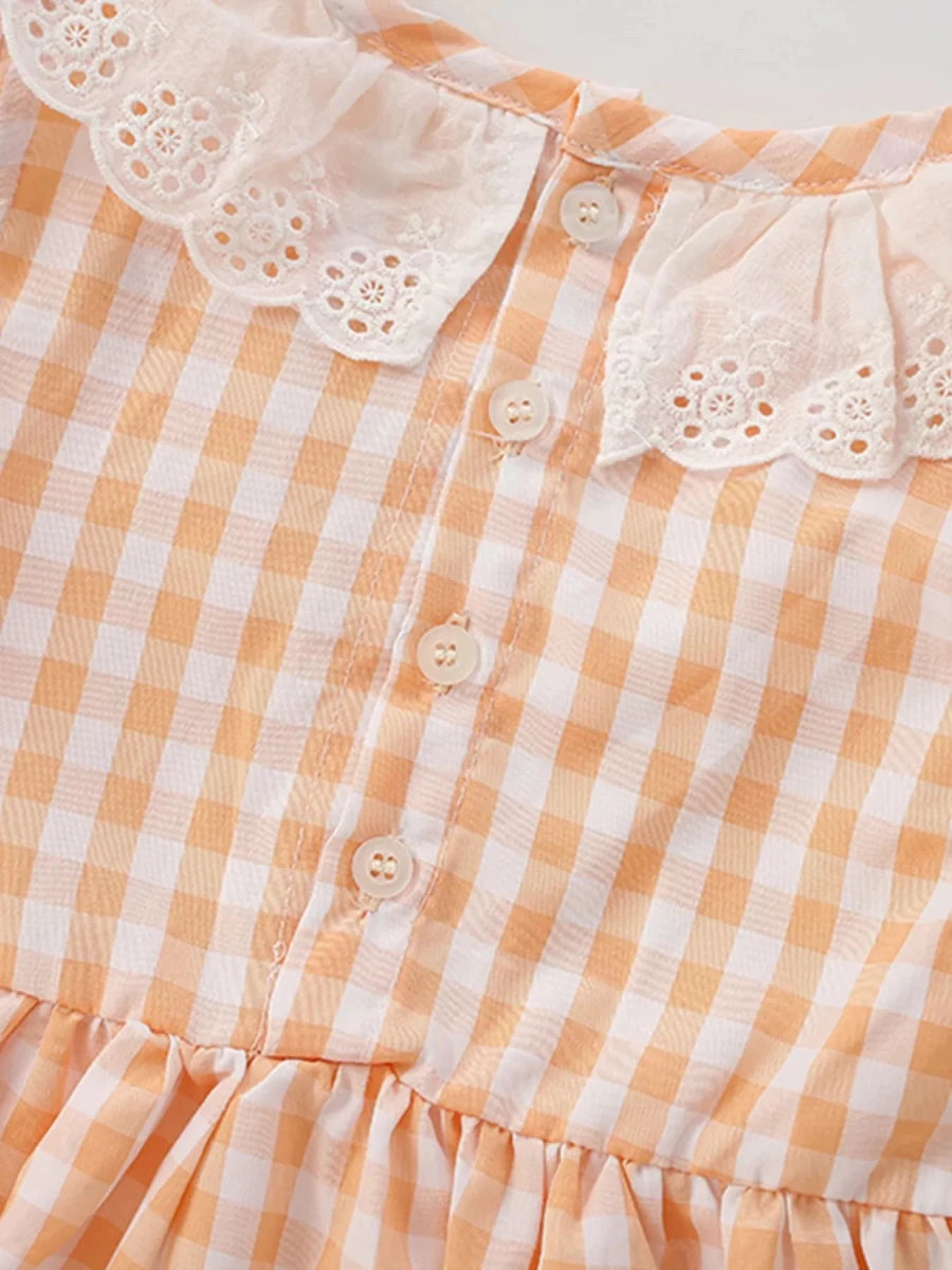 Graceful Gingham Ruffle Dress - Brick + Boho