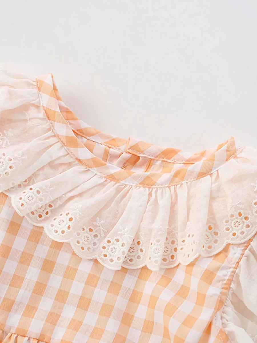 Graceful Gingham Ruffle Dress - Brick + Boho