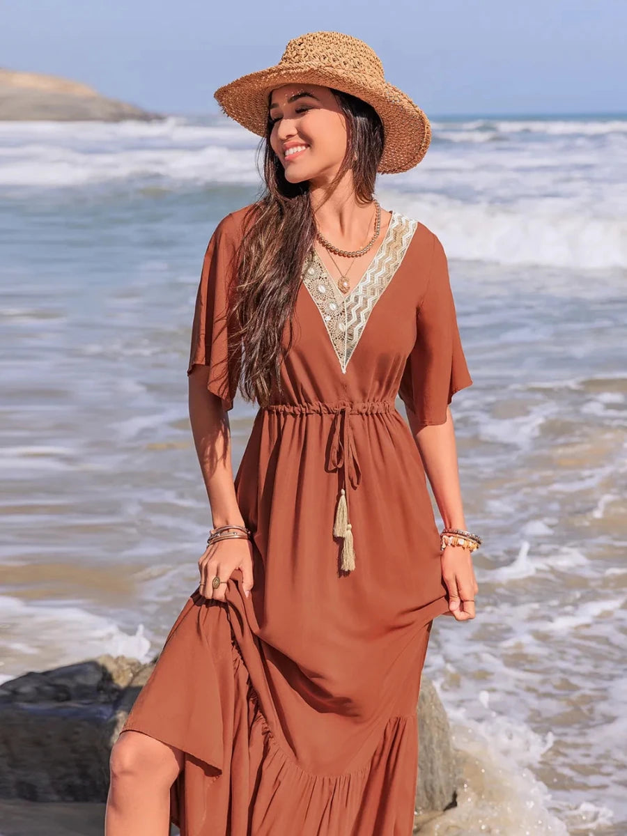 Granite Tiered Maxi - Brick + Boho