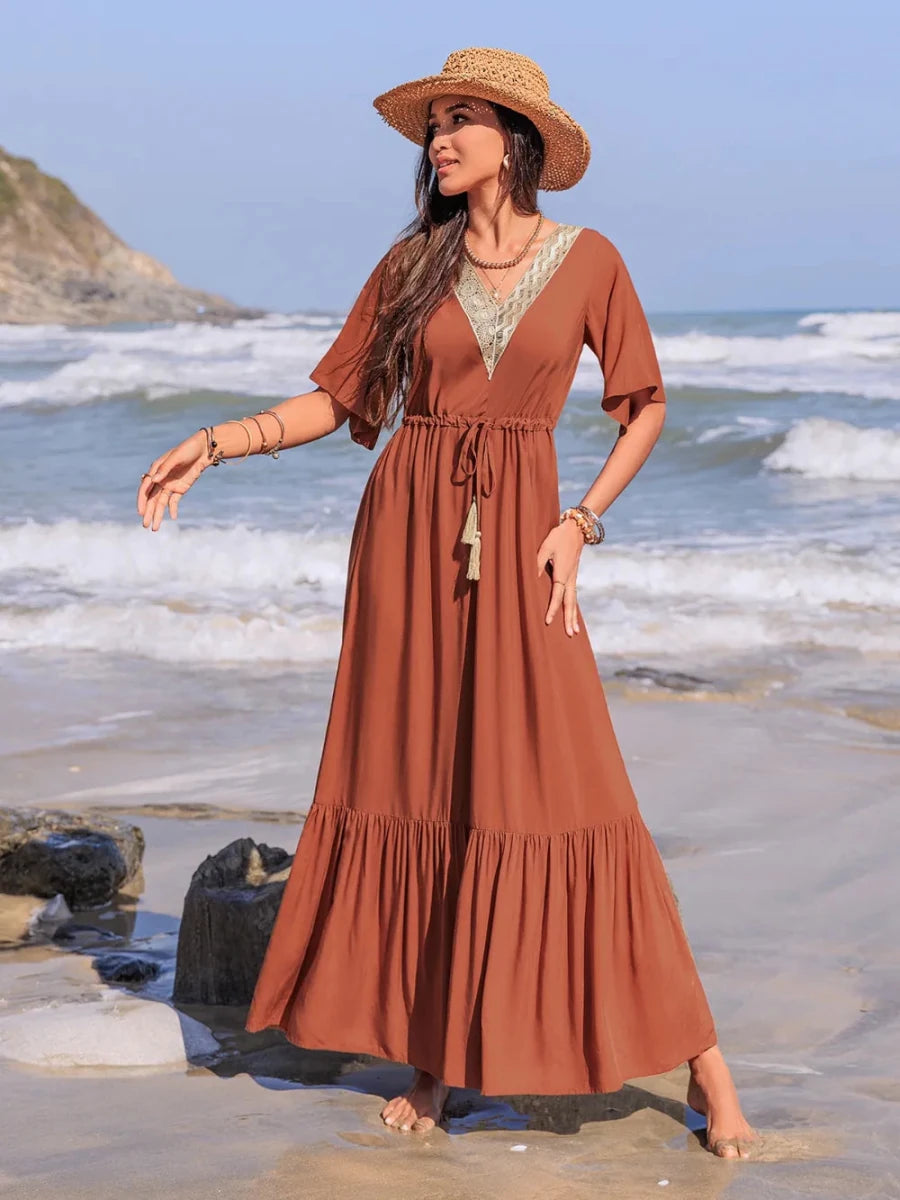 Granite Tiered Maxi - Brick + Boho