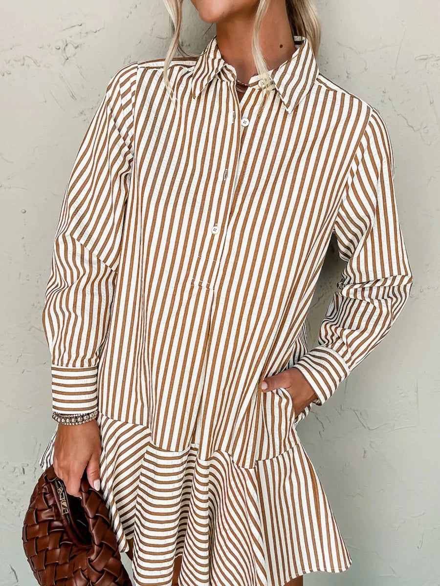 Groove Striped Ruffle - Brick + Boho