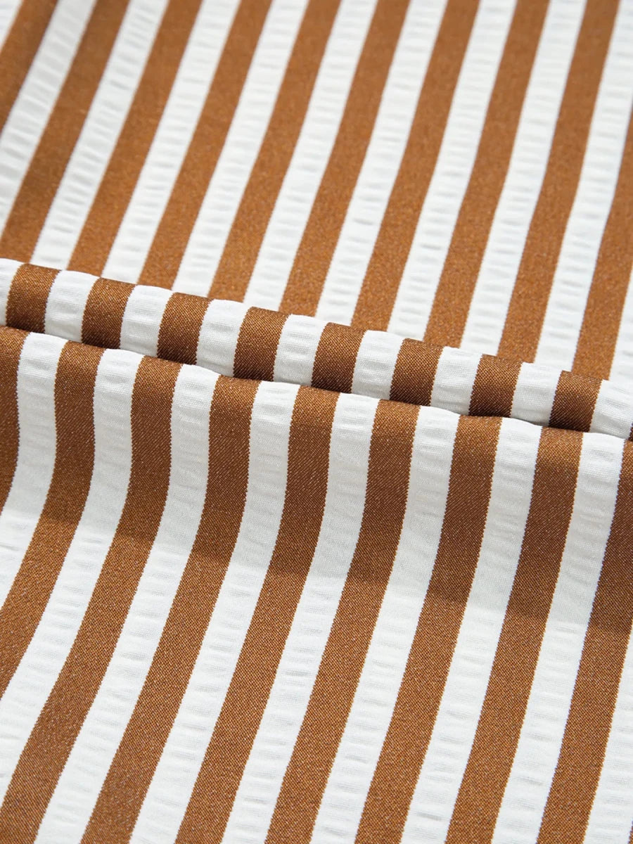 Groove Striped Ruffle - Brick + Boho