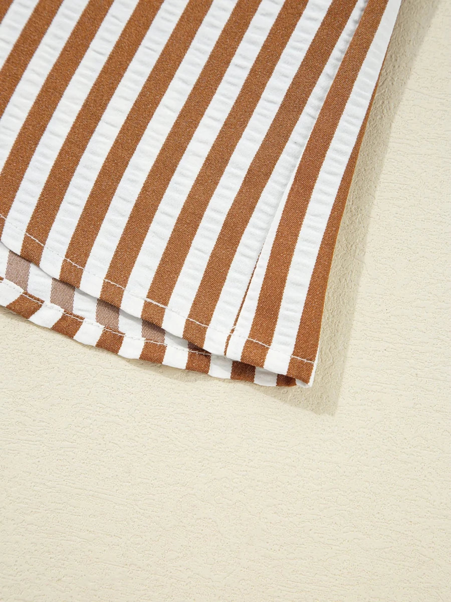 Groove Striped Ruffle - Brick + Boho