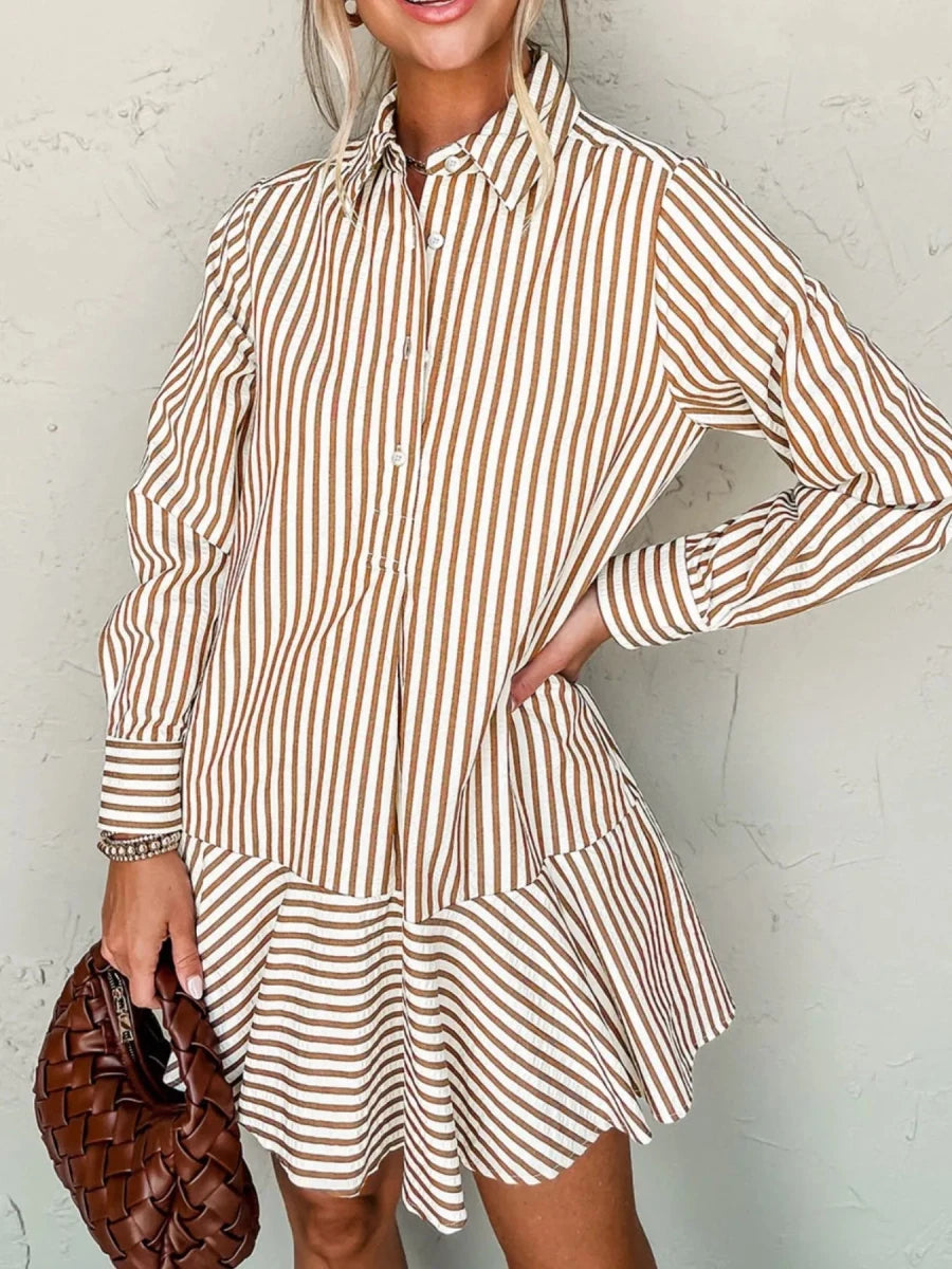 Groove Striped Ruffle - Brick + Boho