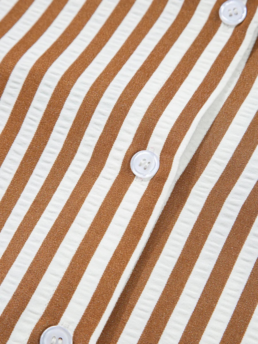 Groove Striped Ruffle - Brick + Boho