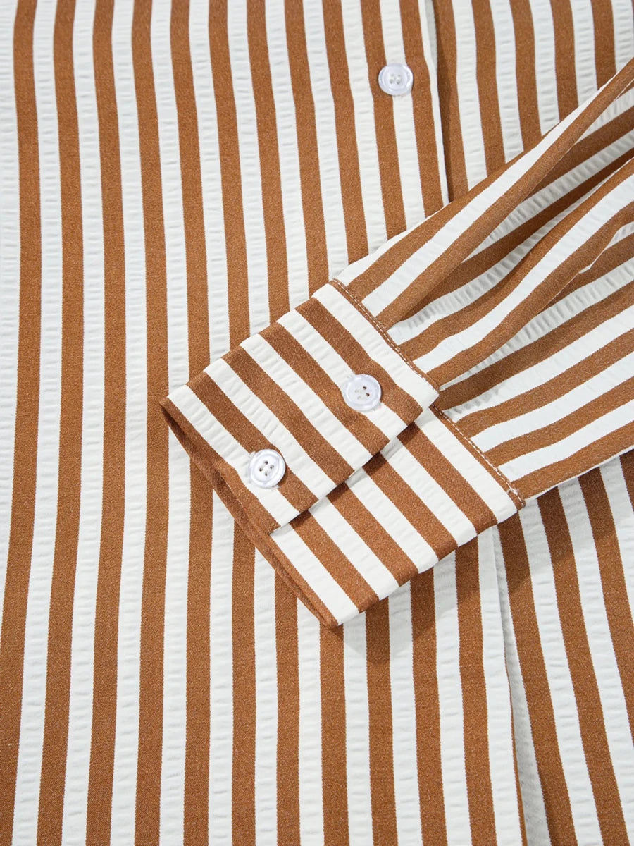 Groove Striped Ruffle - Brick + Boho