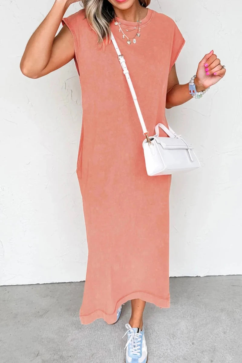 Gypsy Soul Slit Tee Maxi - Brick + Boho