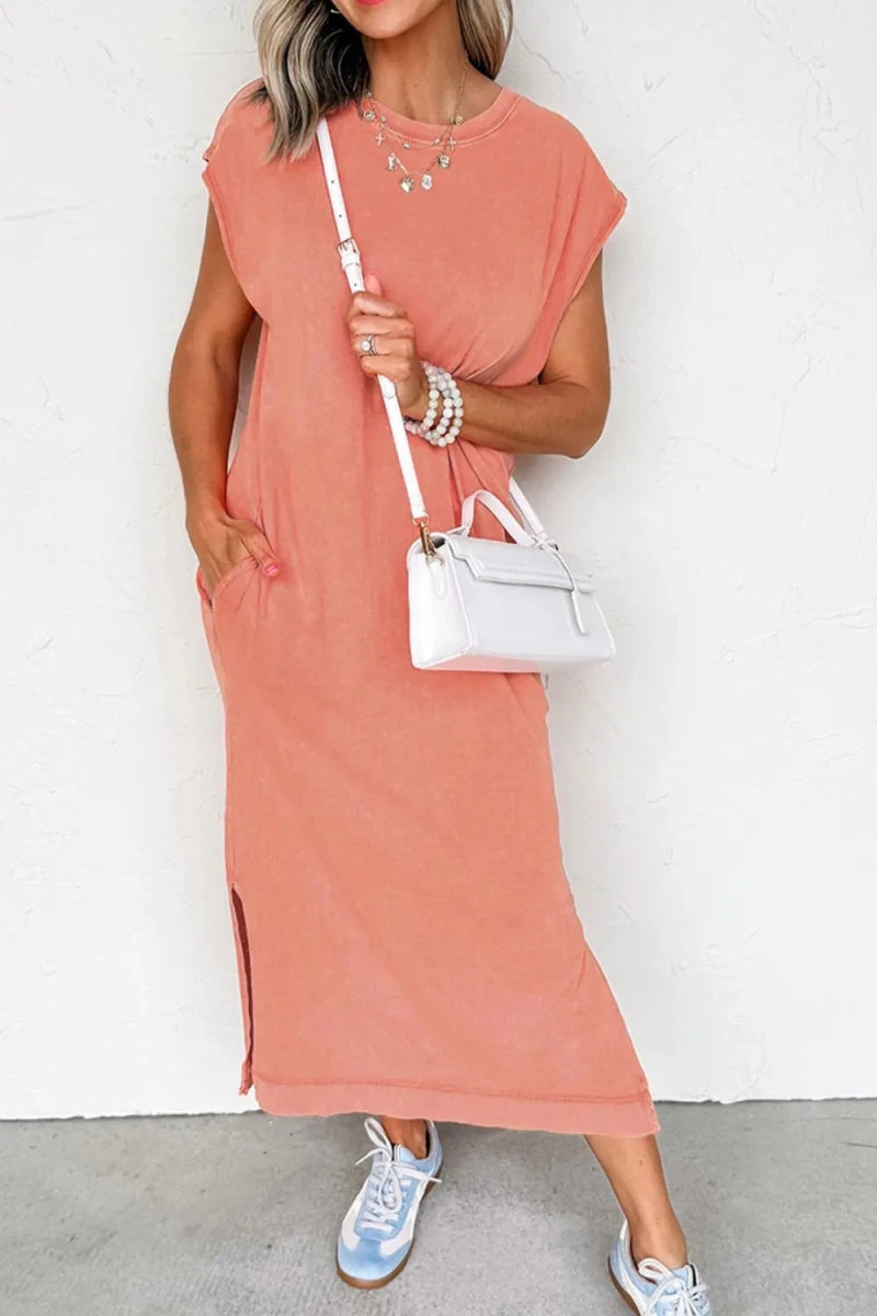 Gypsy Soul Slit Tee Maxi - Brick + Boho
