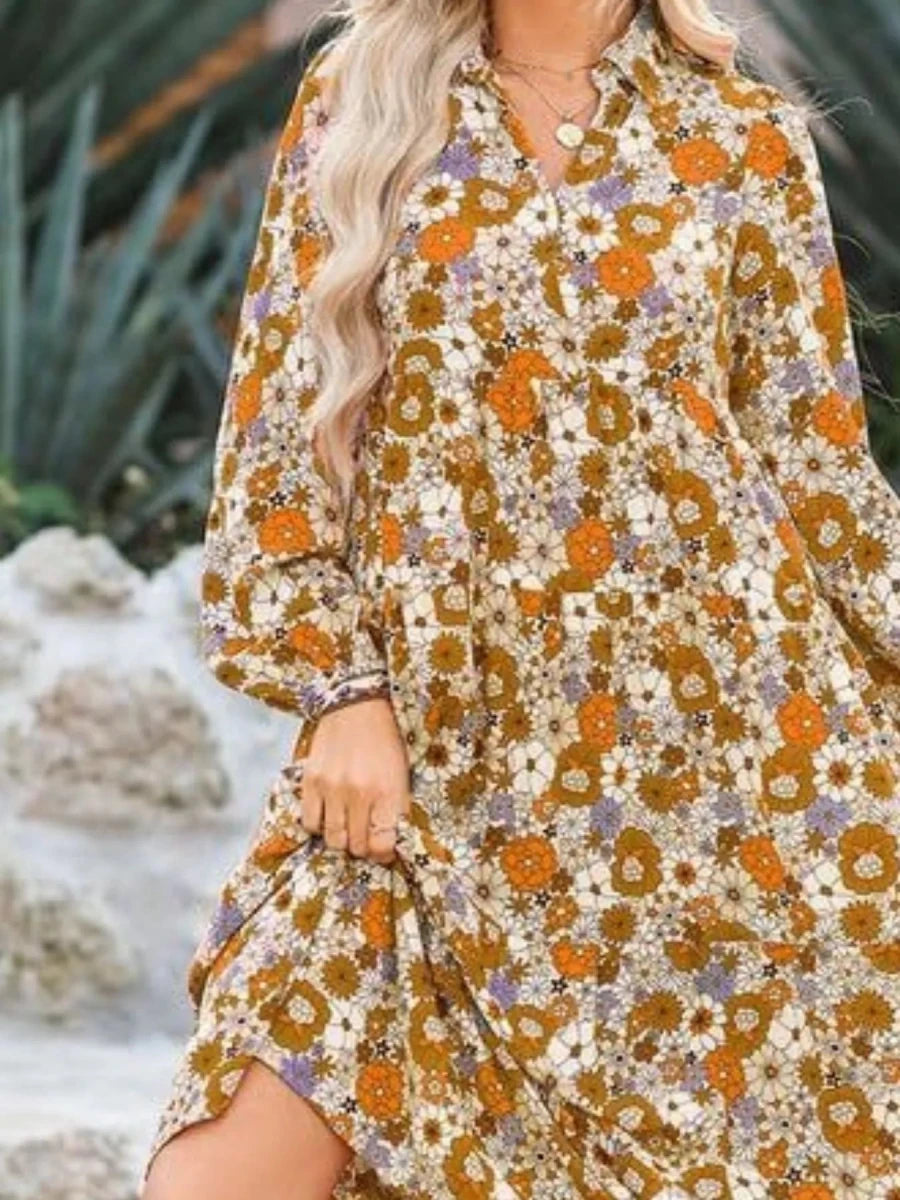 Hendrix Tiered Midi - Brick + Boho