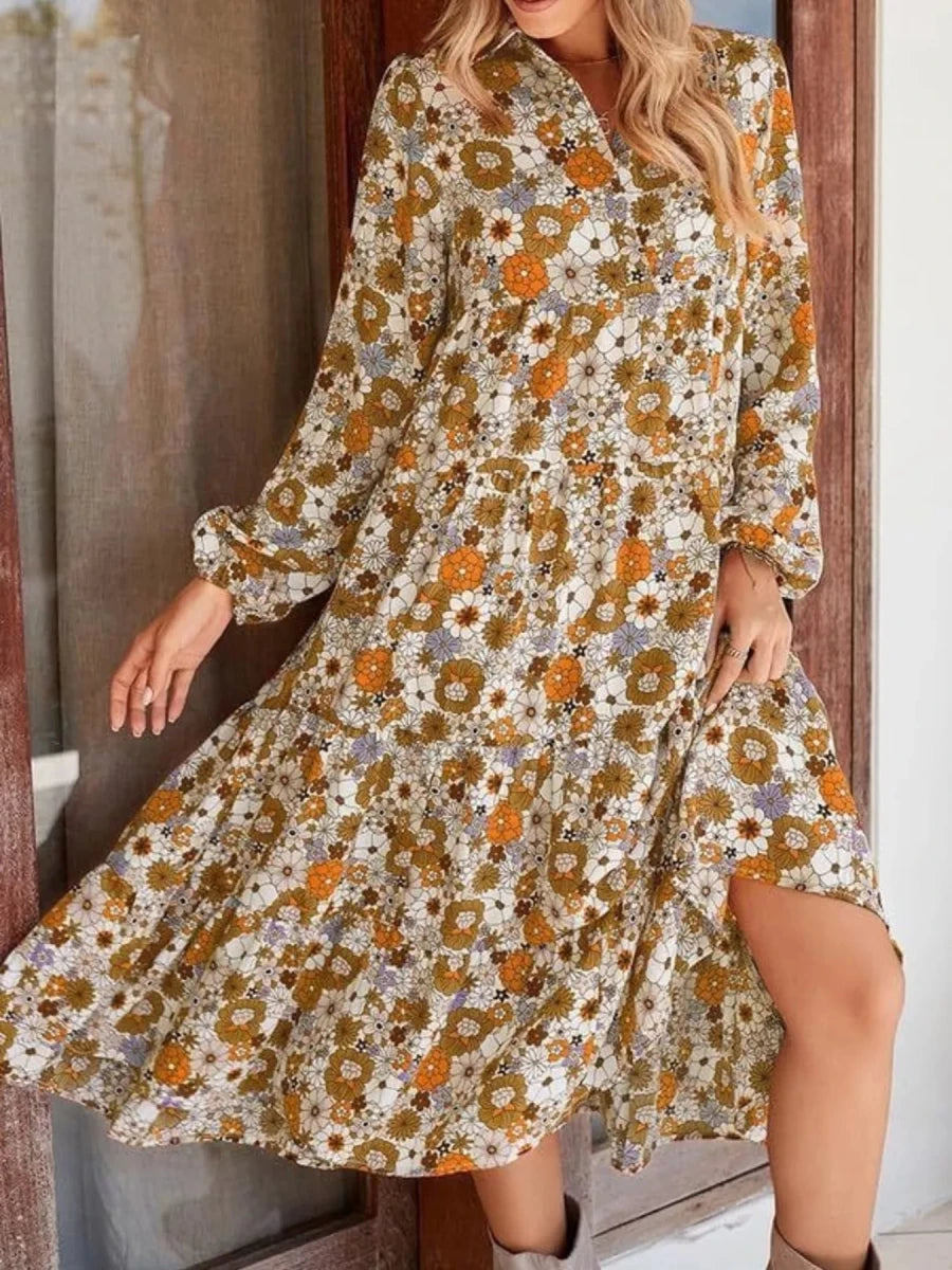 Hendrix Tiered Midi - Brick + Boho