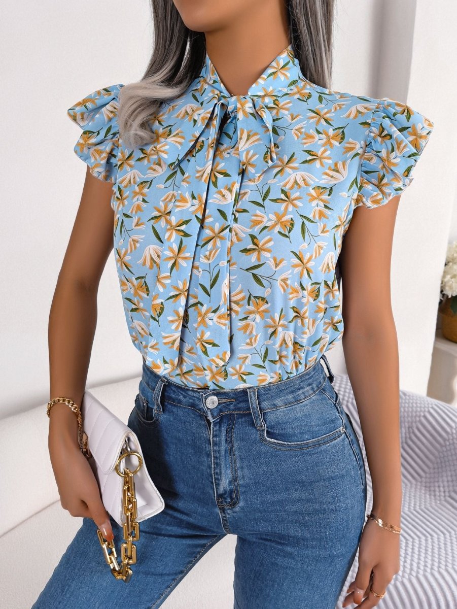 High - Fidelity Flutter Sleeve Top - Brick + Boho