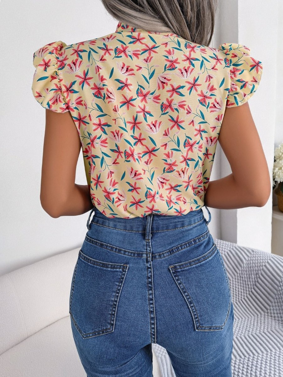 High - Fidelity Flutter Sleeve Top - Brick + Boho