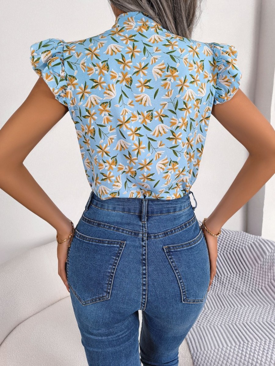 High - Fidelity Flutter Sleeve Top - Brick + Boho