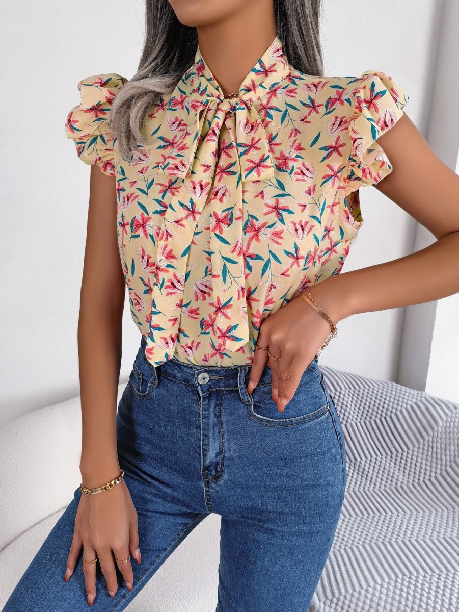 High - Fidelity Flutter Sleeve Top - Brick + Boho