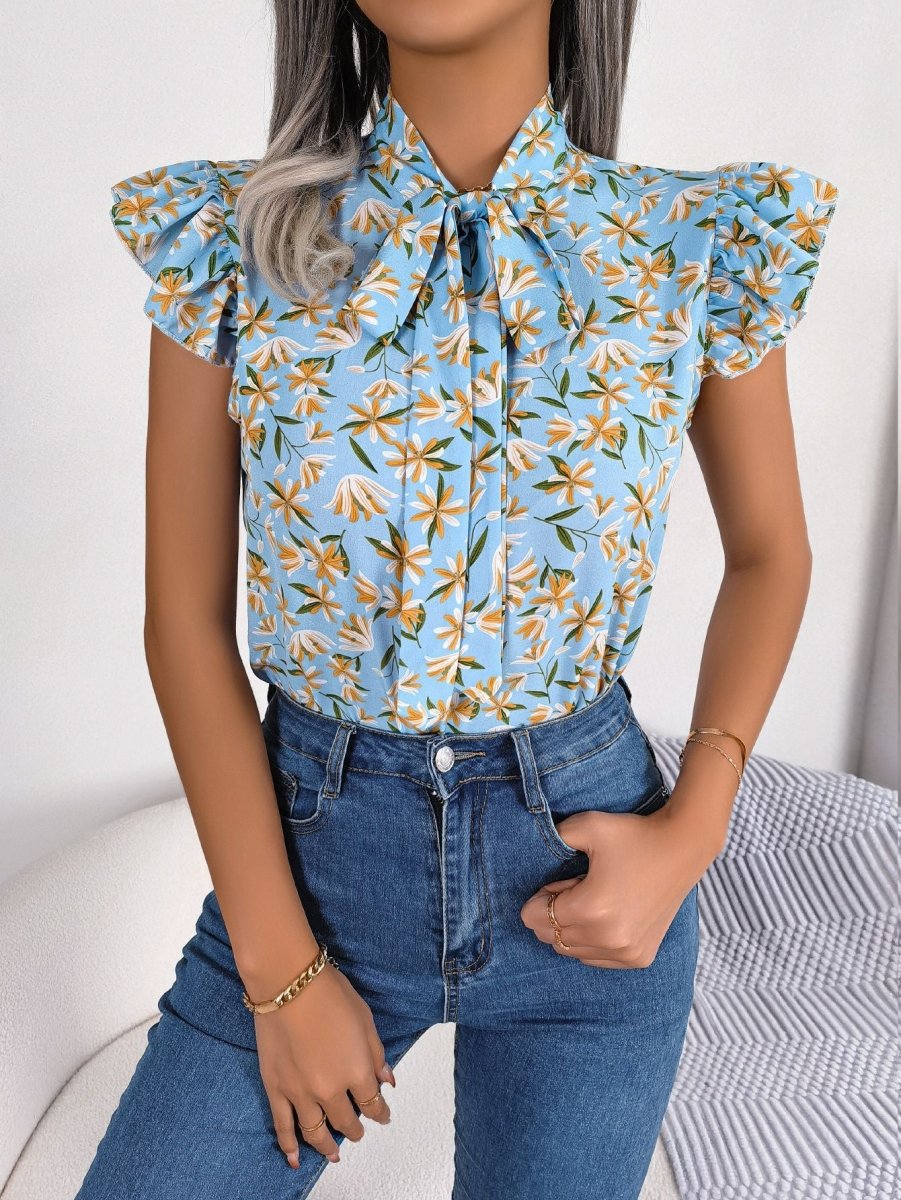 High - Fidelity Flutter Sleeve Top - Brick + Boho