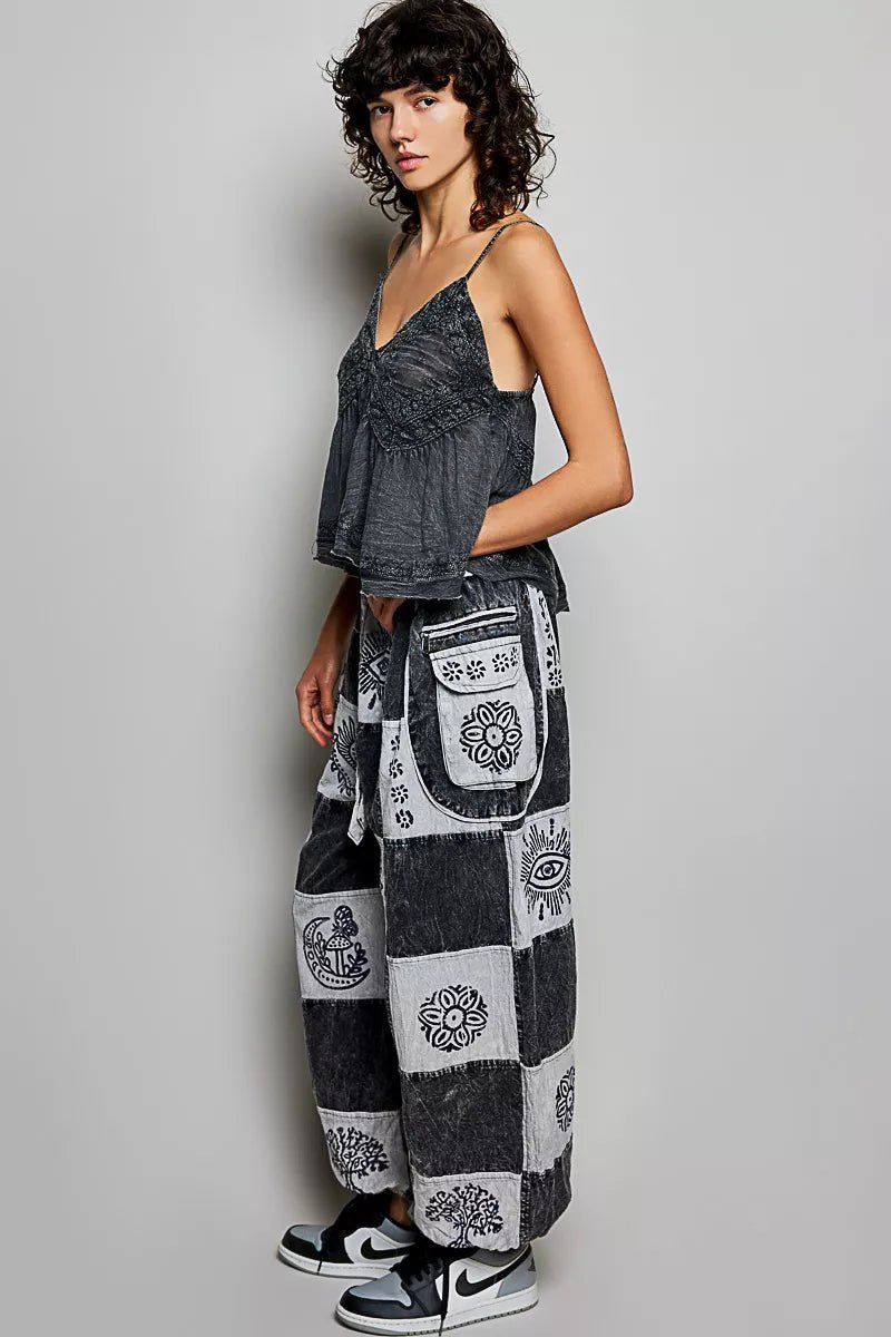 High - Rise Patchwork Jogger Pants - Brick + Boho