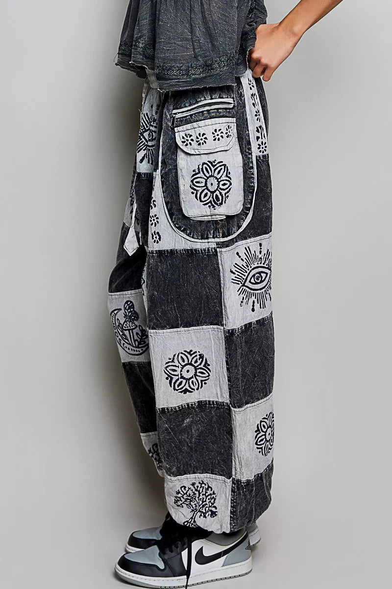 High - Rise Patchwork Jogger Pants - Brick + Boho