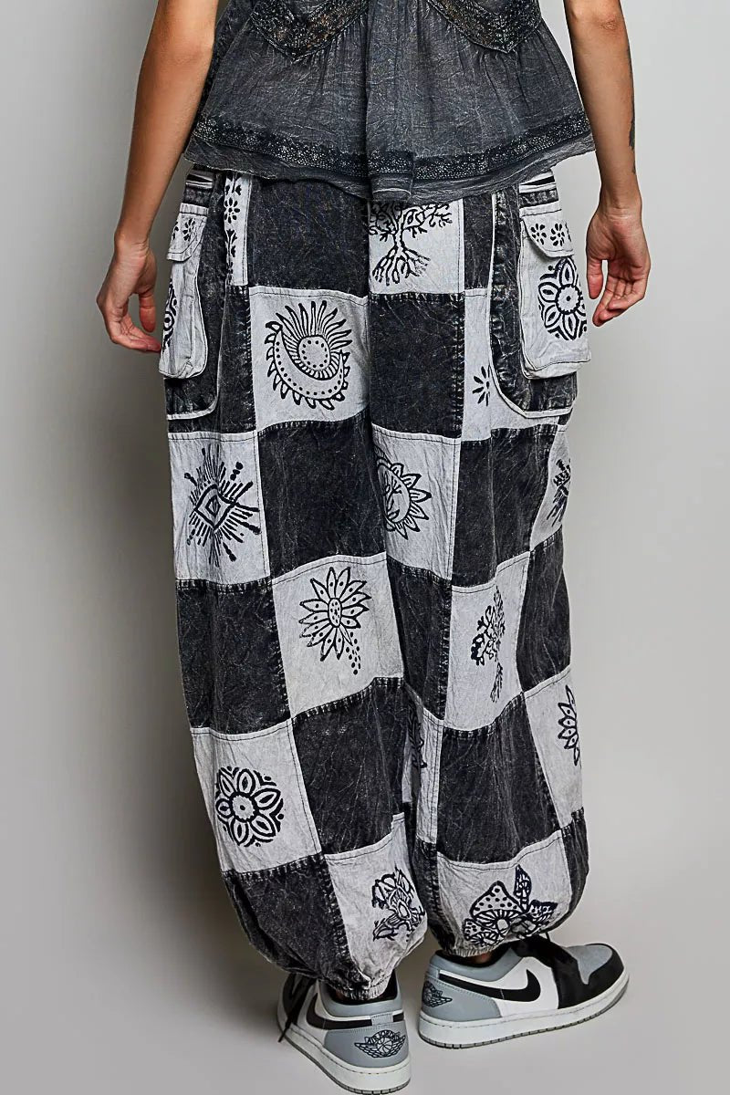 High - Rise Patchwork Jogger Pants - Brick + Boho