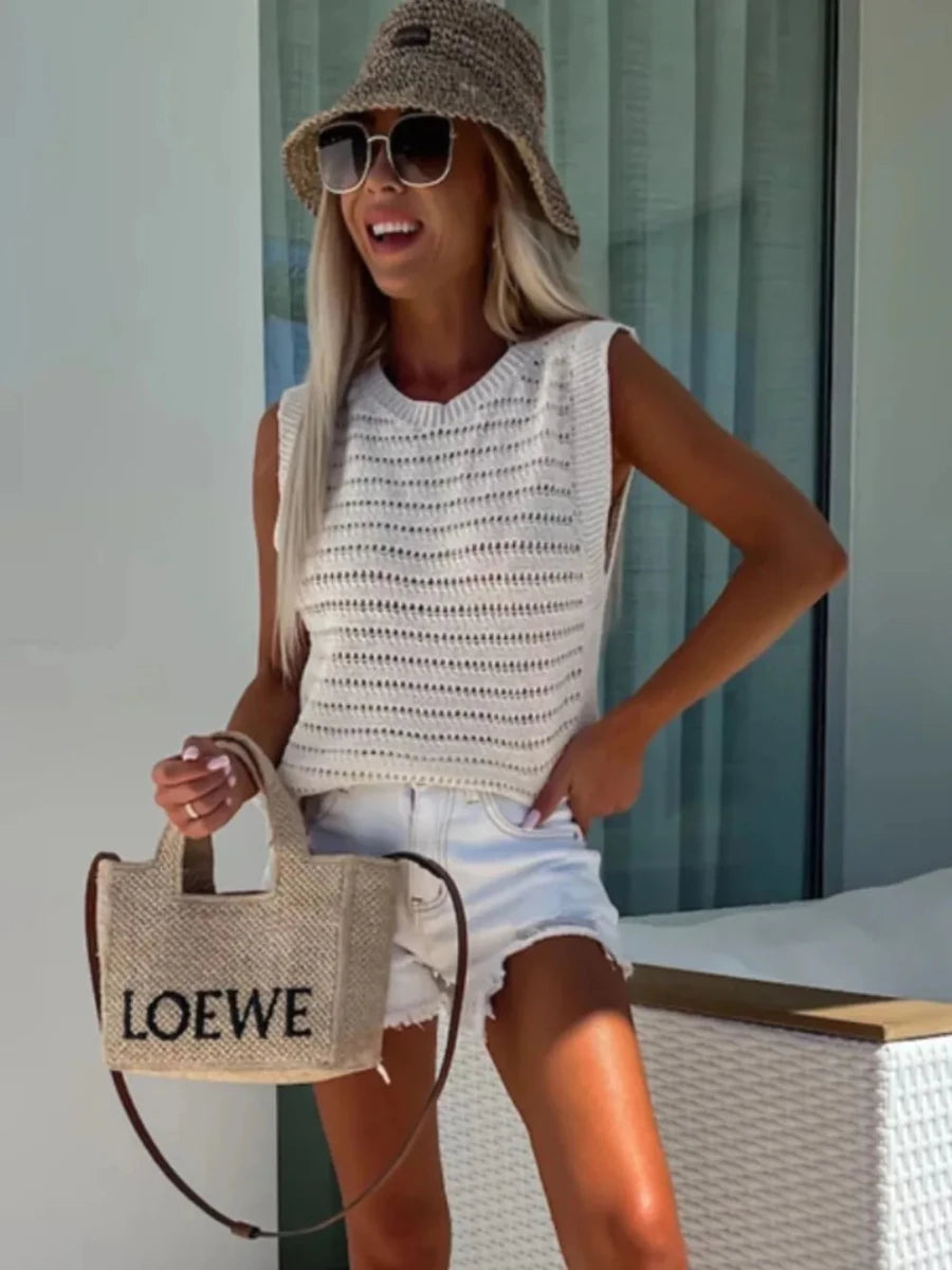 Iconic Embroidered Mesh Top - Brick + Boho
