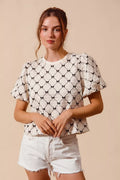 Ivory Bow Bubble Top - Brick + Boho