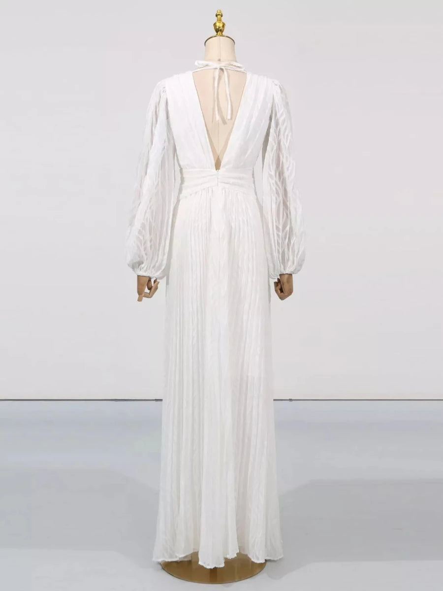 Ivory Draped Maxi Gown - Brick + Boho