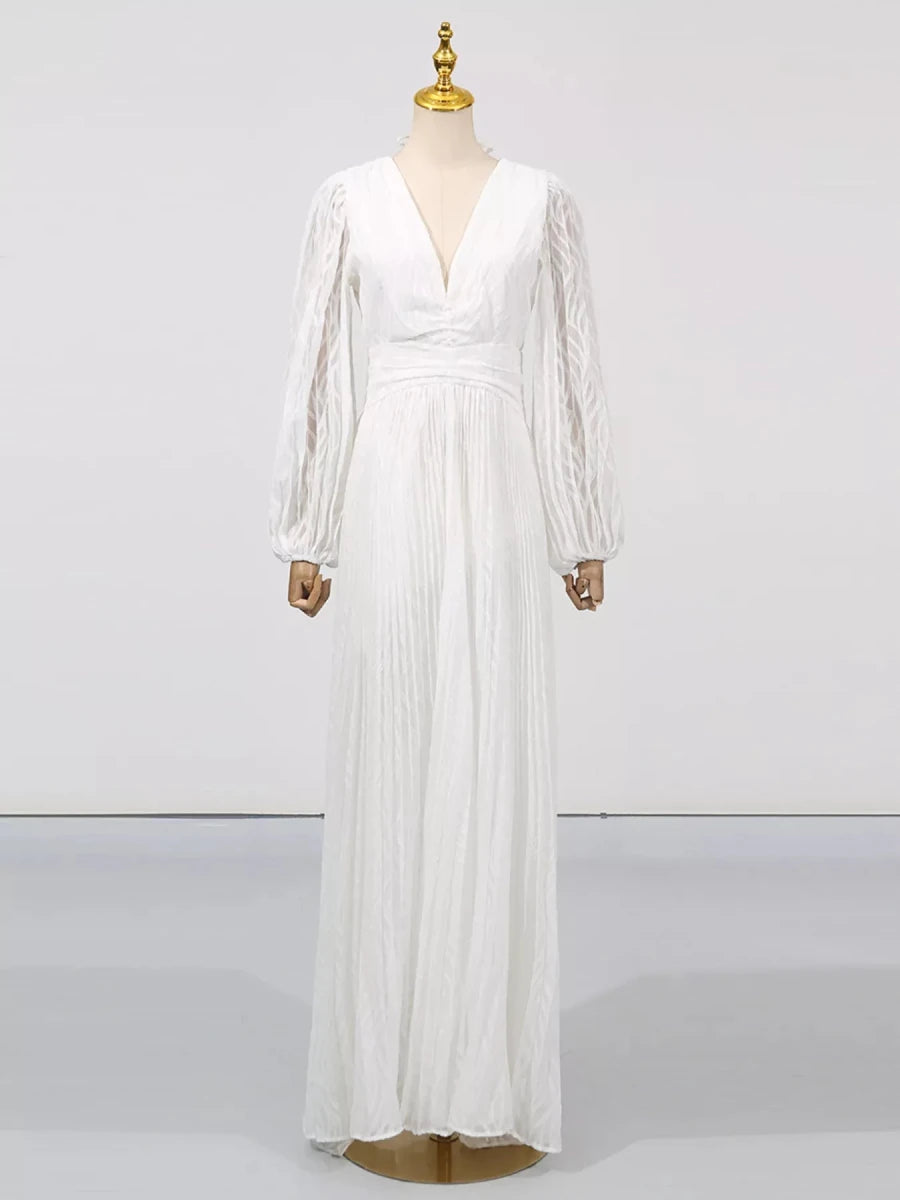 Ivory Draped Maxi Gown - Brick + Boho