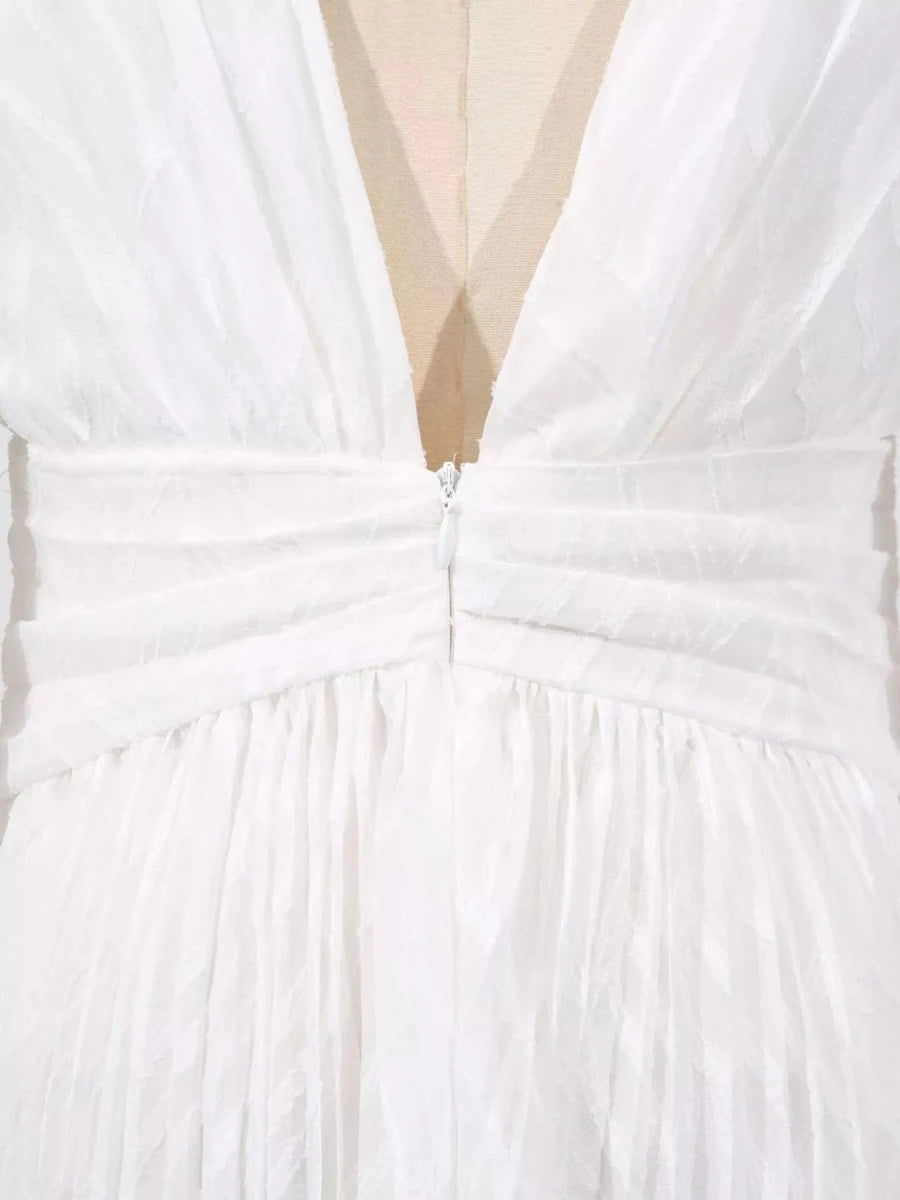 Ivory Draped Maxi Gown - Brick + Boho