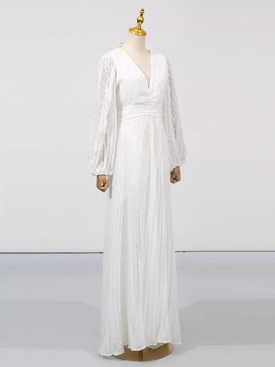 Ivory Draped Maxi Gown - Brick + Boho