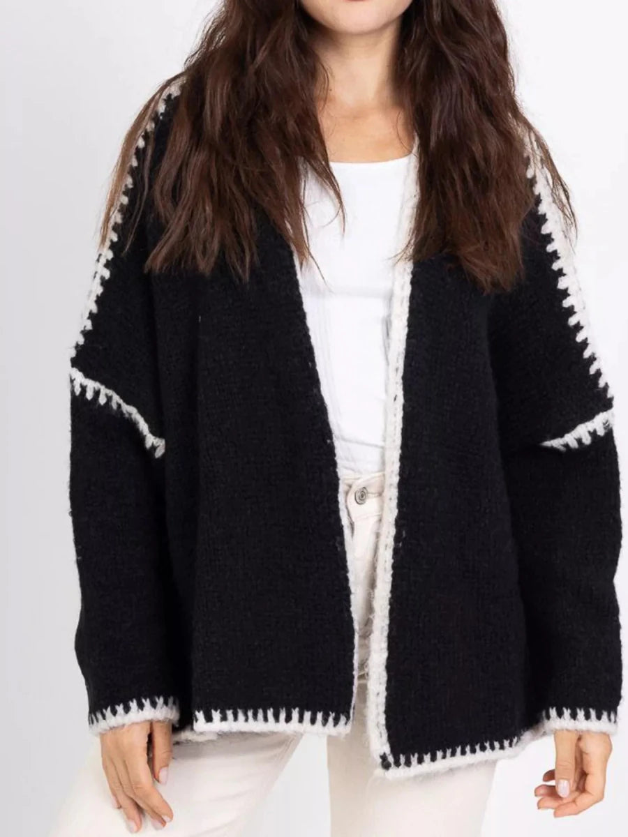Jetset Contrast Trim Cardigan - Brick + Boho