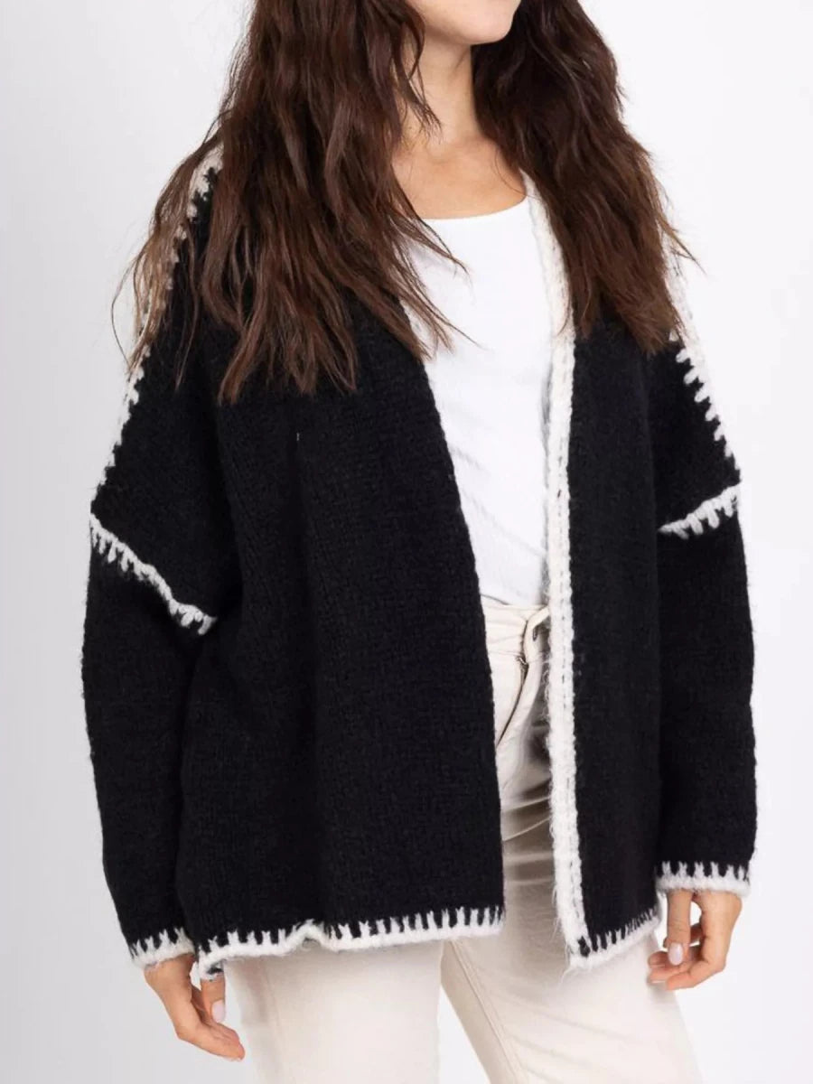 Jetset Contrast Trim Cardigan - Brick + Boho