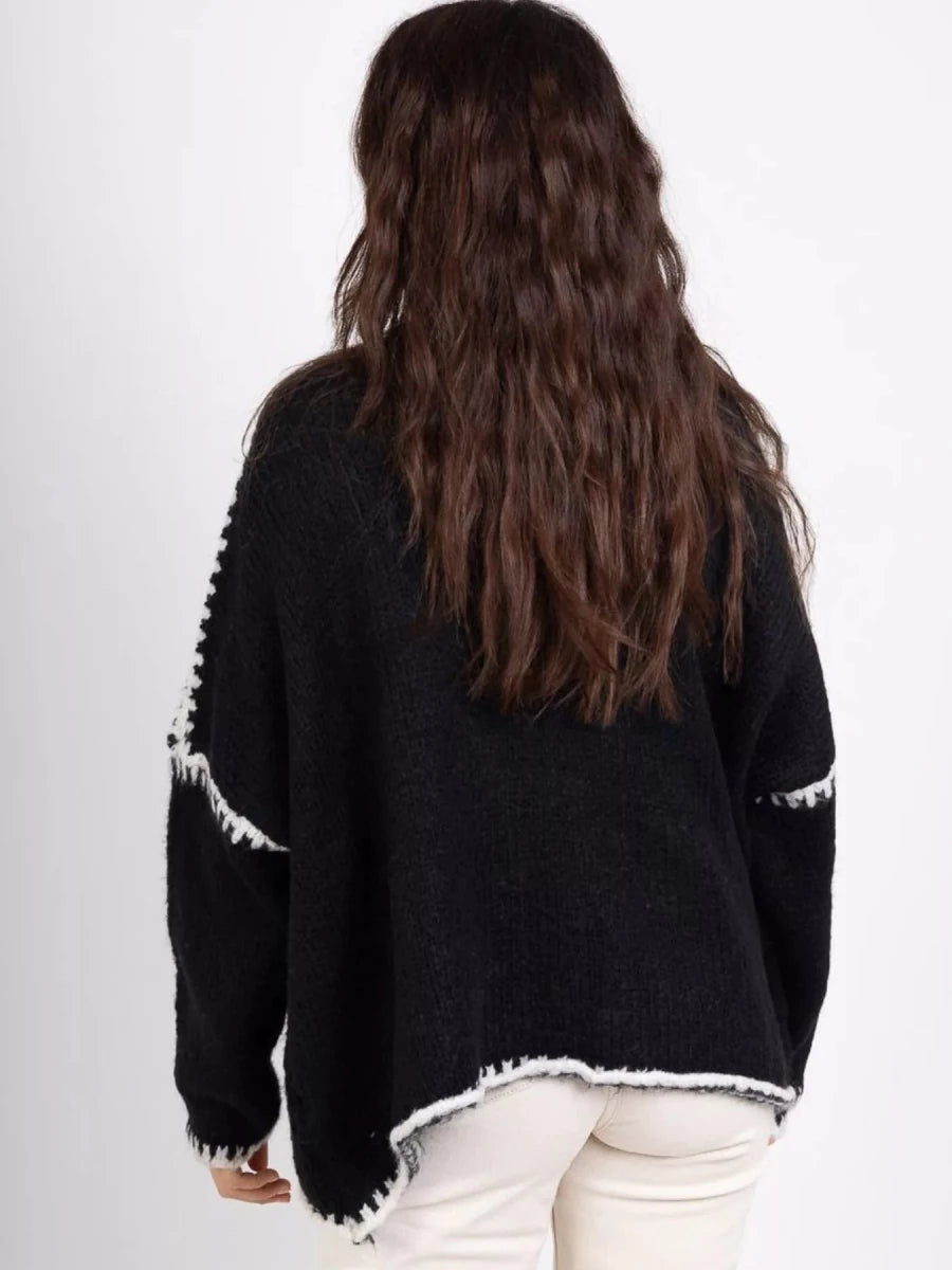 Jetset Contrast Trim Cardigan - Brick + Boho