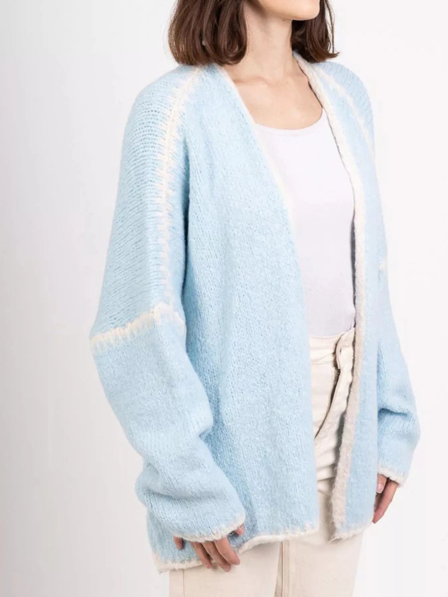 Jetset Contrast Trim Cardigan - Brick + Boho