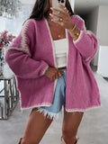 Jetset Contrast Trim Cardigan - Brick + Boho